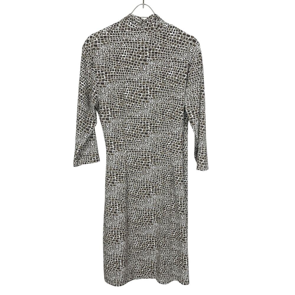 J.McLaughlin Catalina Cloth Savannah Panama Brown Cream Faux Wrap Dress Medium - Picture 9 of 14